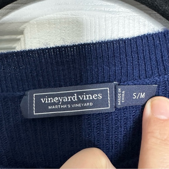 vineyard vines Oversized Ribbed Luxe Crewneck Sweater in Navy small/medium - Picture 3 of 7